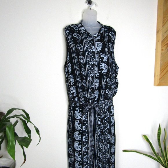 Soft Surroundings Mirabelle Animal Jumpsuit Blue Paisley Sleeveless Size 2X - Picture 5 of 11